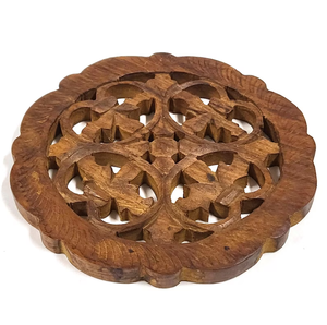 Vintage Hand Carved Sheesham Wood 6 Inch Coaster or <b>Plant</b> <b>Stand</b> Decorative <b>Wooden</b> Riser for Home Decor - Product Image 4
