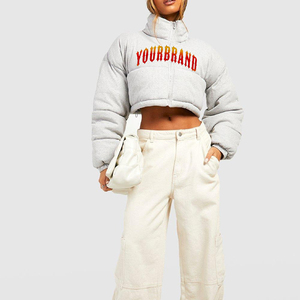 Veste matelassée courte pour femme, vente chaude, hiver, veste d'extérieur, coton rembourré, noir, teinte personnalisée, veste matelassée courte pour femme - Product Image 4