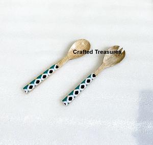 Ensemble de service à salade en bois et émail de qualité supérieure dernière conception d'ustensiles de cuisine vaisselle articles faits à la main meilleur prix abordable - Product Image 4