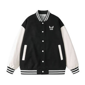 Veste d'hiver Letterman confortable de couleur unie veste Letterman coupe-vent bon marché pour hommes - Product Image 1