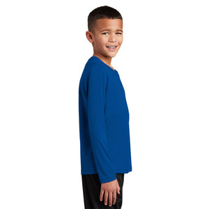 Jeune à manches longues basique col rond coton garçon bleu T-Shirt uniforme scolaire - Product Image 3