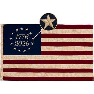 Cotton 1776-2026 Betsy Ross <b>Flag</b> Tea Stained 3x5 Ft American Vintage 13 Stars Colonies Plastic Banners for 250th USA Anniversary - Product Image 2