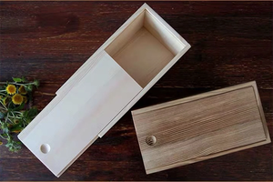 Boîtes en bois de pin avec couvercle coulissant pour bijoux, emballage cadeau artisanal de luxe, logo personnalisé en gros, bricolage, non fini - Product Image 4