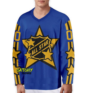 เสื้อเจอร์ซีย์ฮ็อกกี้น้ำแข็งปรับแต่งได้พร้อมโลโก้ของทีมต่อสู้กับสไตล์เสื้อยืดของทีมงานที่มีการพิมพ์ชื่อทีม OEM - Product Image 4