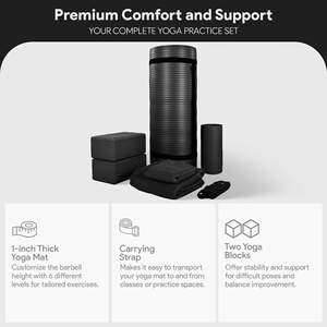 Set Yoga 7 Pezzi BalanceFrom Nero, Accessori Fitness con Tappetino, Cinghia Elastica e Ginocchiere - Product Image 2
