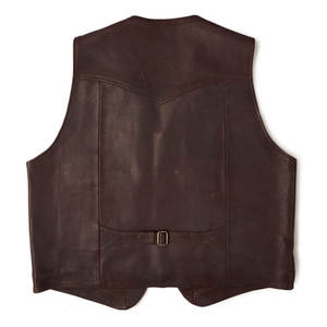 Chaleco de invierno de cuero marrón oscuro para hombre 2025 con bolsillos delanteros sin mangas MOQ bajo estilo clásico Chaleco de moda de talla grande - Product Image 6