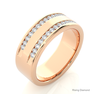 0,48 CTW Lab Grown Diamond Half Eternity Set CVD Wedding Band y Rose Gold Anniversary Rings Idea de regalo perfecta - Product Image 1