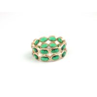 Anillo de compromiso de oro macizo de 14 quilates, joyería fina apilable de Esmeralda natural, anillo de declaración de piedra natal de mayo para niños