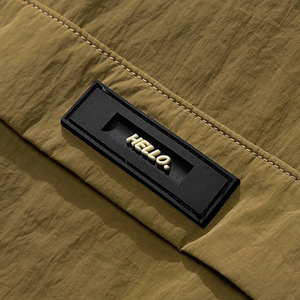 Chaqueta cortavientos con cuello Henley y cremallera de manga larga con capucha sólida para hombre con bolsillo canguro - Product Image 5