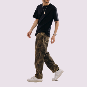 Directamente de fábrica al por mayor de los hombres Stonewashed Denim Jeans High Street Style transpirable tejido patrón sólido para todas las estaciones - Product Image 2