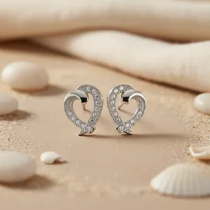 Pendientes de Corazón de Plata 925 Plateada Art Palace con Cristales de Zirconia Engastados, Joyería de Moda para Mujer, Ideal para Regalo - Product Image 3