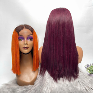 Pelucas largas superiores extensión de cabello humano hueso textura recta vino tinto y color ombre pelucas de cabello largo listas para enviar - Product Image 5