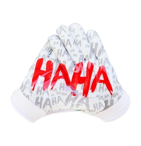 Guantes de Receptor de Fútbol Americano Ecológicos de Alta Calidad Blanco Rojo Joker Súper Adhesivos con Logotipo Personalizado - Product Image 4