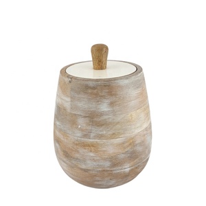 Meena-caja redonda de madera blanca con tapa, caja de madera blanca para lavar comida, frutas secas seguras a granel - Product Image 1