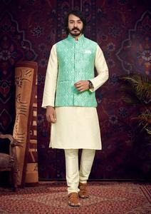 Markenkleidung Junge Herren ethnische Kleidung Kurta-Pajama Nehru-Jacken-Set Herstellerpreis Export nach Indien - Product Image 3
