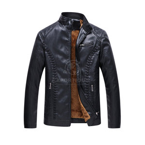 <b>Top</b> Selling Men's <b>Leather</b> Winter Jacket Stand Collar Front Logo Customizable Design Eco-Friendly Lightweight Breathable <b>High</b> - Product Image 1