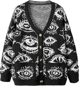 เสื้อคลุมคาร์ดิแกนไหมพรมถักหยาบสำหรับผู้หญิงวัยรุ่น สวมใส่สบายๆ ในฤดูใบไม้ร่วงและฤดูหนาว - Product Image 1