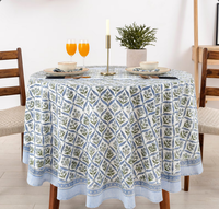 Nappe carrée en coton écologique faite à la main avec impression indienne, grand format, style classique, pour table à manger, personnalisable, motif floral