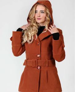 Abrigo largo de Invierno para mujer de cuero de lana de una sola botonadura de manga larga naranja, cadenas de suministro ágiles de Stock con su etiqueta - Product Image 4