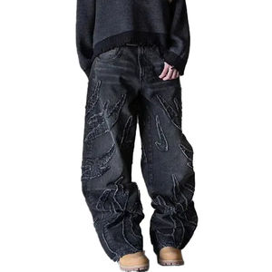 Jeans Personalizados para Hombre, Lavado Claro, Pierna Recta Ancha, Estilo Baggy, Bolsillos Grandes, Estilo Urbano, Jeans de Mezclilla para Hombre - Product Image 2