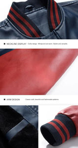 Chaqueta universitaria de lana de otoño para hombre, estilo americano, a prueba de viento, impermeable, con cuello levantado para motocicleta, béisbol, montar, patrón de letras - Product Image 6