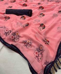 Indian Designer Partywear Saree with Blouse and Designer <b>Matching</b> Party Wear Beautiful Fancy <b>Box</b> Clutch Bag Purse Apparelgarment - Product Image 4