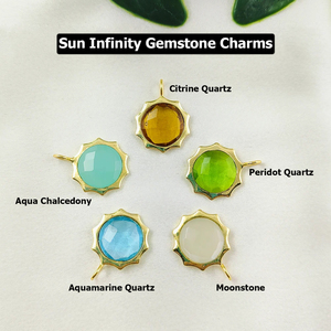 Plaqué or 18 carats Aqua calcédoine infini pendentif en forme de soleil pierres précieuses fabrication de bijoux breloque en gros pendentifs à la mode breloques - Product Image 4