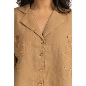 Blusa Casual de Lino WM-COD-SS25-358T con Cuello Camisero, Elemento de Moda Sencillo para Primavera/Verano, Corte Regular - Product Image 6