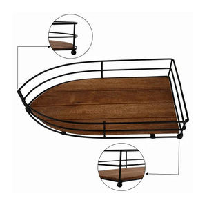 Bandeja para servir de madera de diseño único, borde de hierro, acabado negro para plato para servir té, plato de agua potable, superficie lisa - Product Image 4