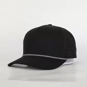 Venta al por mayor de 5 paneles de poliéster corte láser cuerda sombrero personalizado 3D bordado Logo impermeable ligero rendimiento gorras Vietnam fábrica - Product Image 1