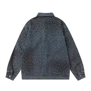 แจ็กเก็ตยีนส์พลอยเทียมสำหรับผู้ชายแจ็คเก็ตยีนส์ฟอกสีสไตล์วินเทจ - Product Image 2