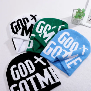 Fabricants de bonnets personnalisés à bas quantité minimale de commande partout dans le jacquard imprimé sans manchette casquette de crâne d'hiver sans manchette - Product Image 5
