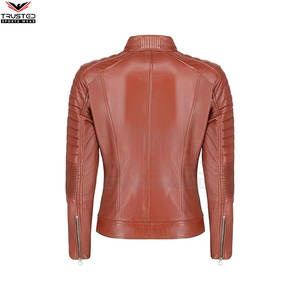 Chaqueta de cuero para mujer de alta calidad al por mayor, diseño personalizado, ropa de calle de manga larga, lona acabada, impermeable, a prueba de viento - Product Image 2