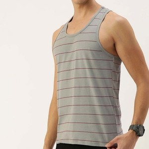 Débardeur d'été sans manches à rayures pour hommes, hauts, chemises d'entraînement, de musculation, en coton, respirant - Product Image 2