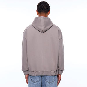 เสื้อฮู้ดดี้โอเวอร์ไซส์สั่งทำขายส่ง พิมพ์ลายนูน 3 มิติ เสื้อซิปแบบยูนิเซ็กซ์ มีกระเป๋าโลโก้ เสื้อฮู้ดดี้ซิปผ้าฟลีซสำหรับผู้ชาย - Product Image 3