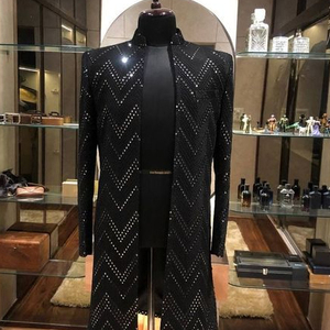NUEVO BORDADO DE ESPEJO CON ESTILO DE MODA EN EL VESTIDO SHERWANI NEGRO Y TAMBIÉN ZAPATO A JUEGO CON VESTIDO PARA FIESTA/BODA @ 2023 - Product Image 1