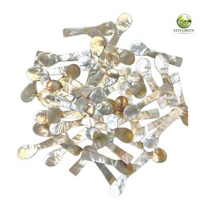 Cuillère à dessert et à miel légère, écologique, en nacre naturelle, faite à la main, avec manche incurvé plaqué argent, de luxe et unique - Product Image 1