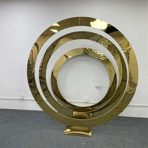 Dreamlike Worldwide Trading Metal Mesh Círculo redondo Evento Suministros DE BODA Marco dorado Arco Telón de fondo para decoración de escenario de fiesta - Product Image 3