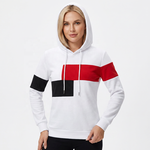 Sweat-shirt à capuche pour homme, color block rouge, noir, blanc, manches longues, décontracté, tricoté, coupe classique, style automne - Product Image 4