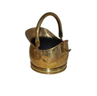 Seau à charbon décoratif de forme ronde en métal argenté galvanisé de finition antique