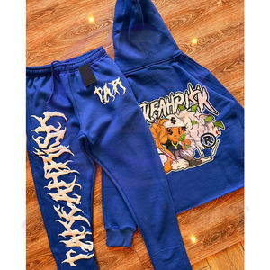 Bon fournisseur 2025 conception personnalisée couleur violette votre propre impression bouffante à l'acide hommes 100% survêtements en coton biologique - Product Image 4