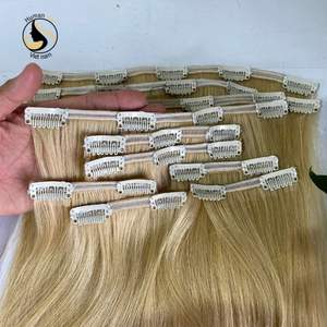 Extensions de cheveux 100% naturels malaisiens — doreen, cheveux humains lisses, couleur Blonde, Double Drawn, avec clips, nouveauté produit 100% - Product Image 5