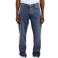 Jean délavé coupe droite pour homme, taille haute, coupe classique, en denim de coton, style décontracté, collection automne