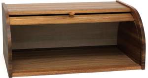 Boîte à pain en bois d'acacia à couvercle roulant, 16 po x 10-3/4 po x 7 po pour comptoir de cuisine, grande capacité, rangement alimentaire en bambou à une seule couche - Product Image 6