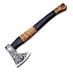 Hacha Tomahawk Artesanal de Acero Industrial con Alto Contenido de Carbono, Multiusos, para Camping, Supervivencia al Aire Libre, Mango de Madera Natural y Cuero - Product Image 1