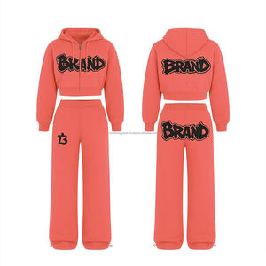 ชุดเซ็ตแทรคสูททรงแบ็กกี้แบบฟลีซฟอกสีเอซิด พร้อมเสื้อฮู้ดปักลายขาดๆ ประดับคริสตัล  ชุดสเวตสูทสไตล์สตรีทแวร์สำหรับทุกเพศ - Product Image 2