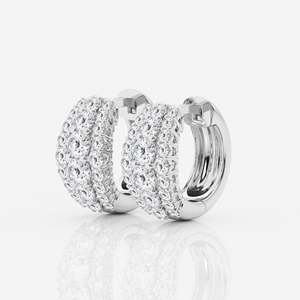 ต่างหูห่วงสามแถวประดับเพชรโมอิสซาไนต์ทรงกลมทอง 14K - Product Image 2