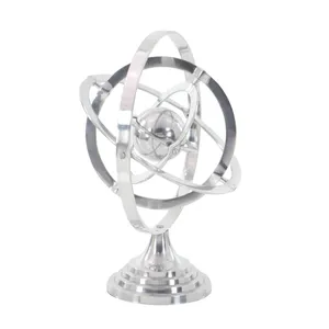Decmode Argent Boussole Globe Aluminium Armillaire Décor Moderne Sculpture Décorative De Table Ornement Maison Accent - Product Image 6