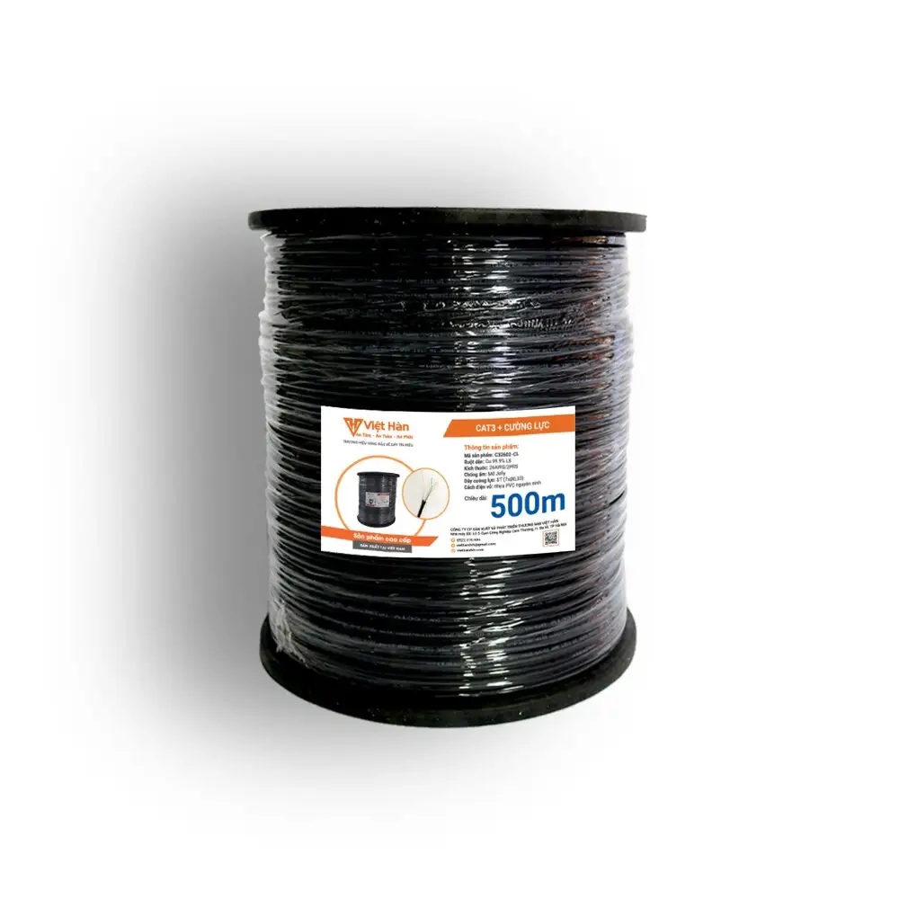 Produsen 26AWG Dalam Ruangan Luar Ruangan 305M Tembaga UTP Cat3 2 Pasang Kabel Telepon Tempered