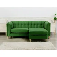 Canapé d'angle sectionnel 3 places extensible en tissu avec pieds en bois Ensemble de meubles de salon pour la maison ou l'appartement